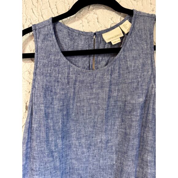 Cynthia Rowley Blue 100% Linen Sleeveless Swing Dress Casual Summer - Picture 2 of 10